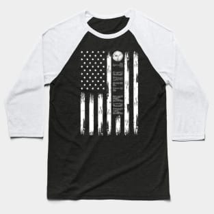 T-BALL MOM WHITE AMERICAN FLAG MONO Baseball T-Shirt